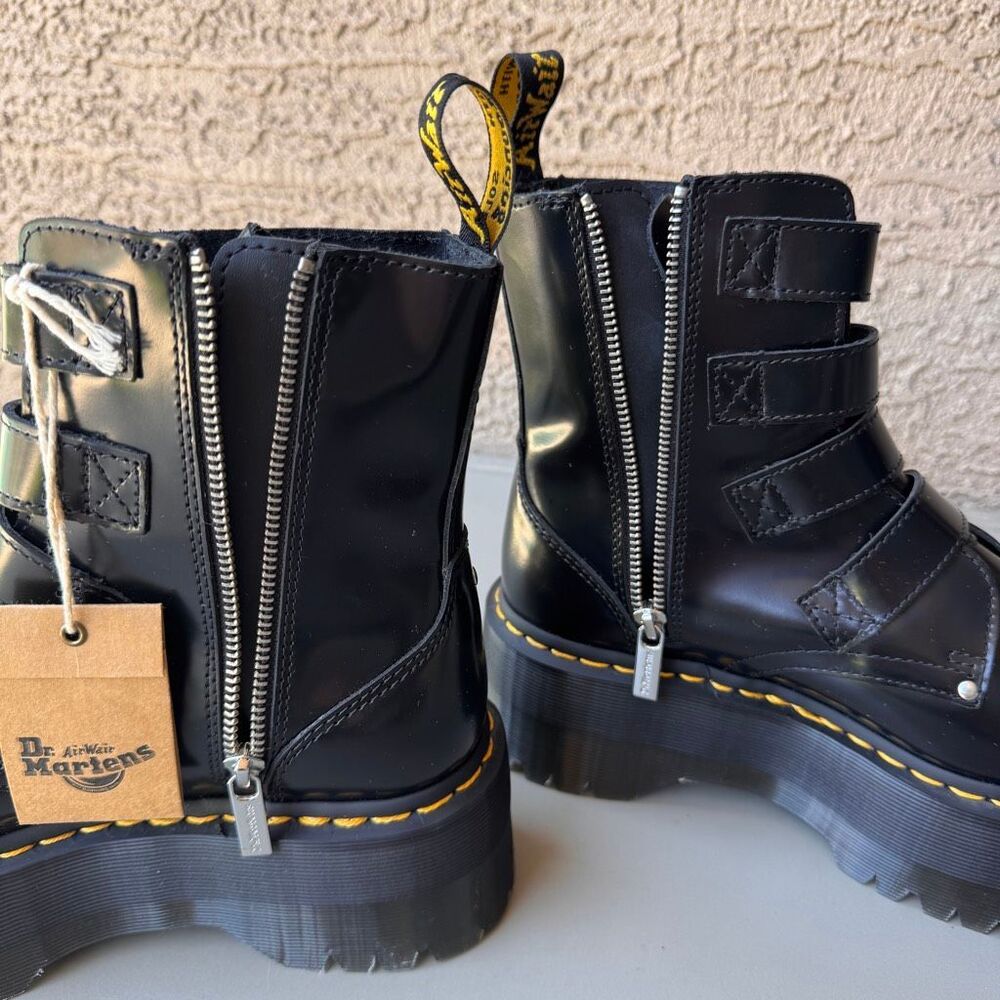 Dr. Martens Jadon Max Hardware HDW Platform Boots Womens 8 Straps Buckles Black - Picture 10 of 16